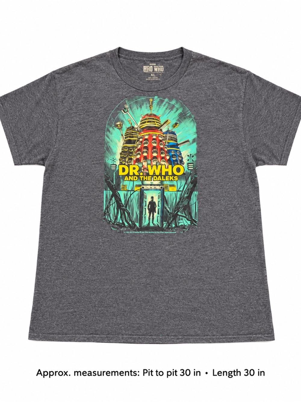 Doctor Who Dr. Who and the Daleks 2014 Graphic Tee 3XL Charcoal